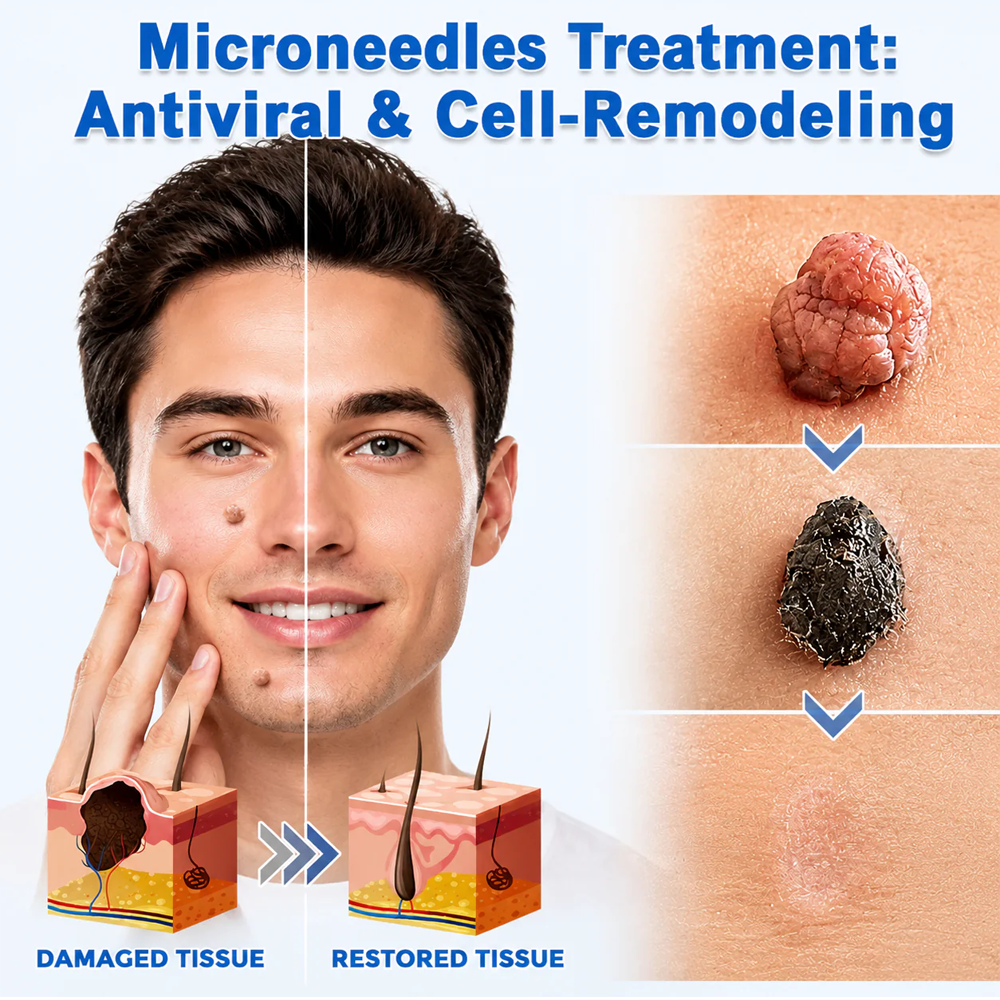 Hiskin ® 2-in-1 Microneedle & Hydrocolloid Patch | Removes raised moles, acne, flat warts, and skin tags | Helps improve wrinkles, scars, and blemishes | Invisible patches for face and body
