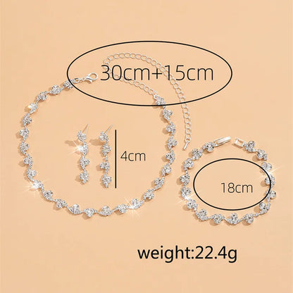 New Fashion Wedding Jewelry Sets Crystal Decoration Choker Necklace Earrings Bracelet Sets Shining Bridal Jewelry Set