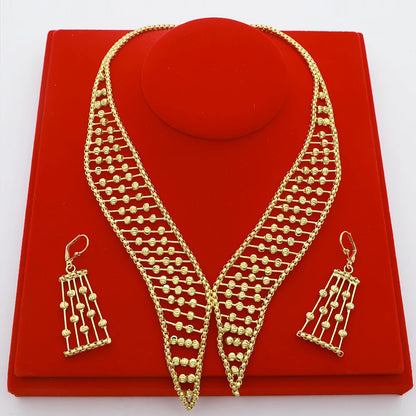 Women Necklace Set Gold Plated Jewelry Choker Luxury Colorful Rhinestone Rings Earrings Bracelet Wedding Jewellery